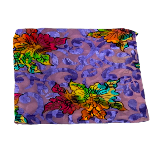 Bombay Multicolor Floral Burnout Stretch Velvet Fabric