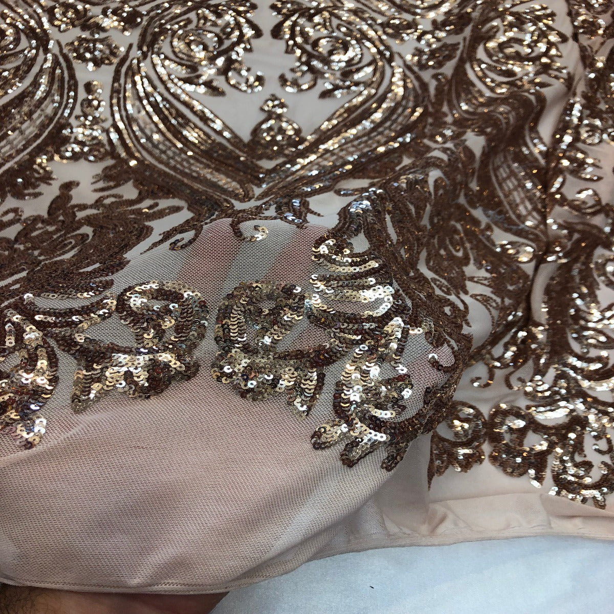 Catina Damask Stretch Sequins Fabric