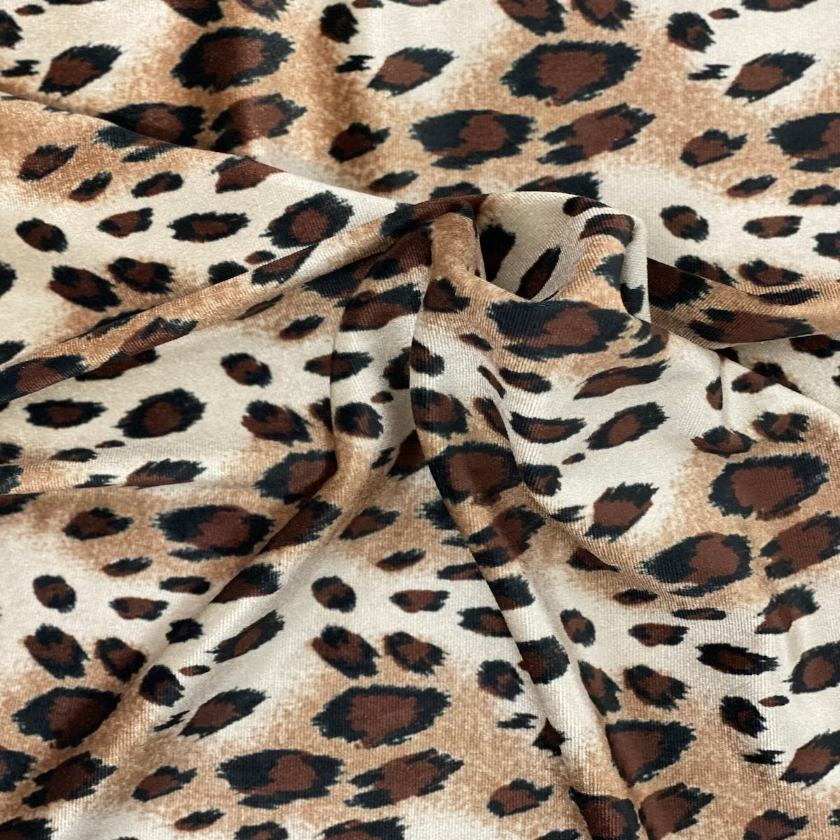 Leopard Print Stretch Velvet Fabric
