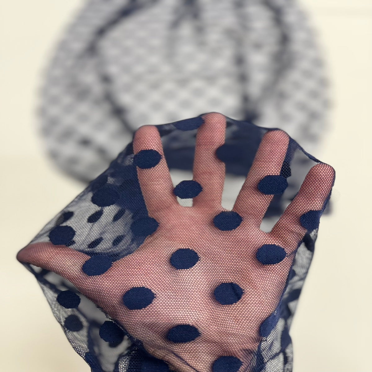 Flocked Polka Dot Mesh Fabric