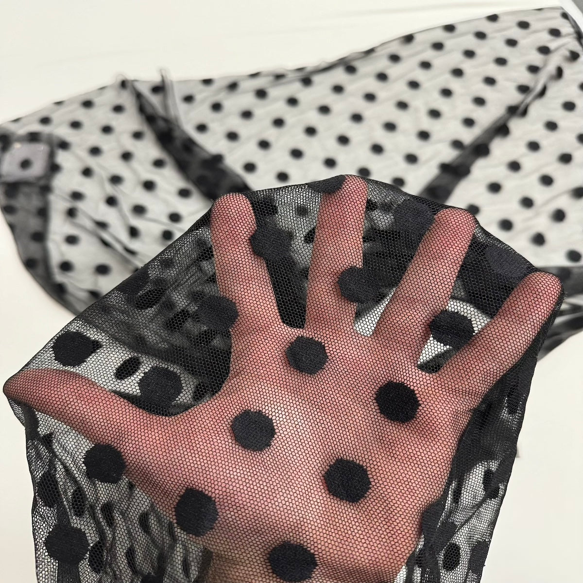 Flocked Polka Dot Mesh Fabric