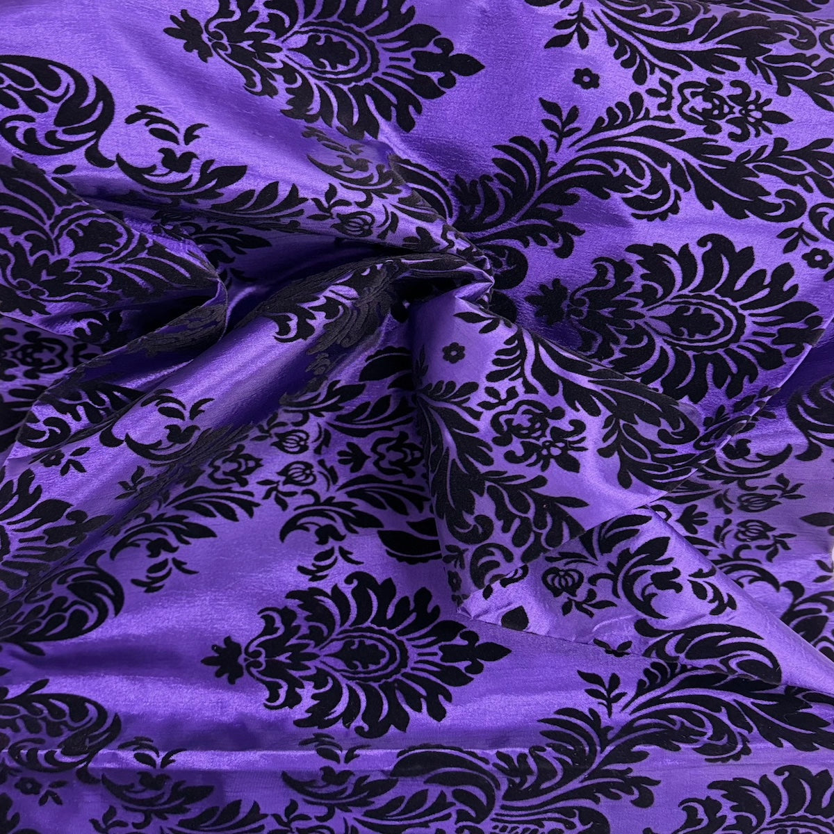 Damask Flocked Taffeta Fabric