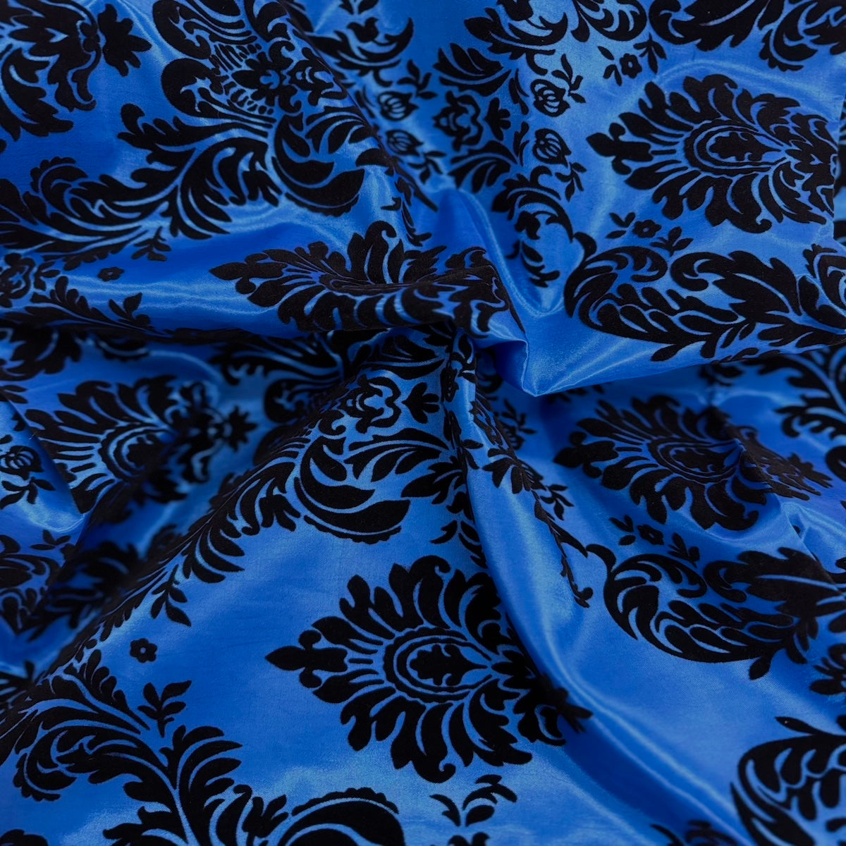 Damask Flocked Taffeta Fabric