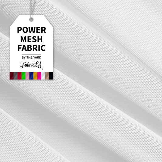 Nylon Spandex Performance Power Mesh Fabric | White