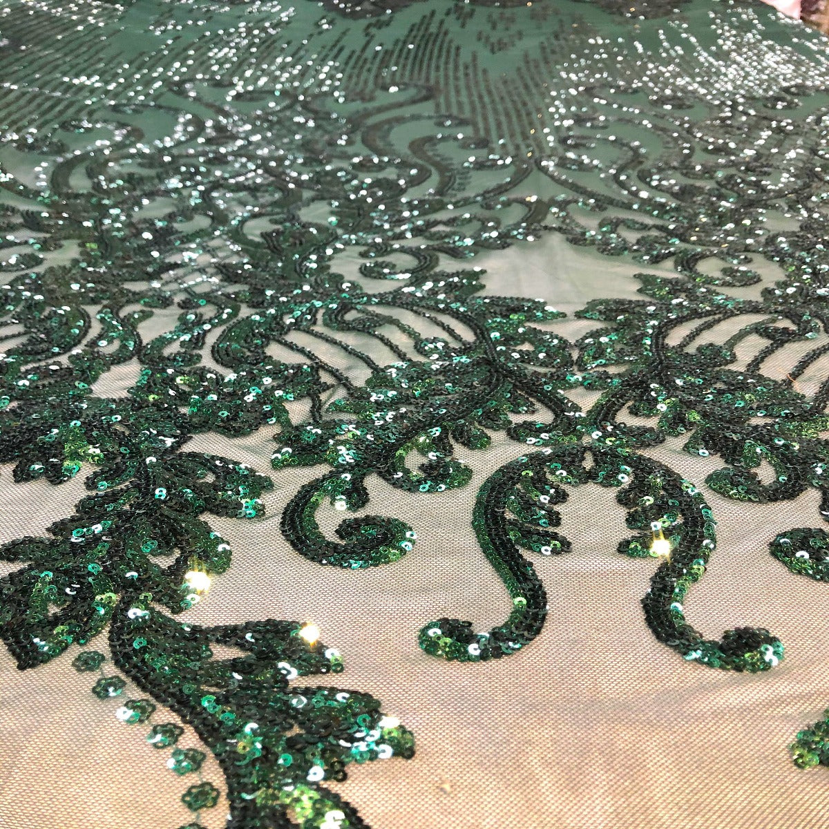 Alta Striped Damask Stretch Sequins Fabric