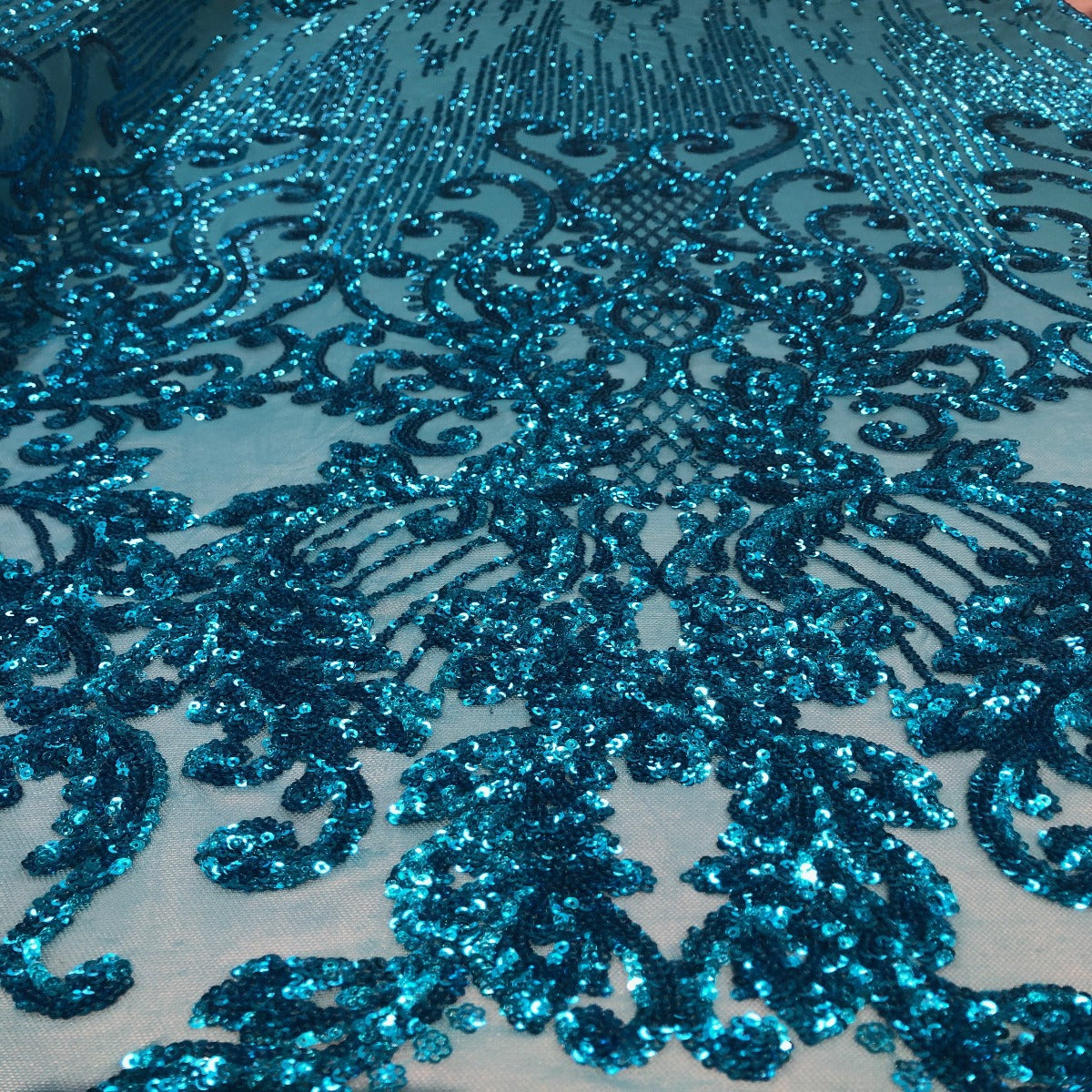 Alta Striped Damask Stretch Sequins Fabric