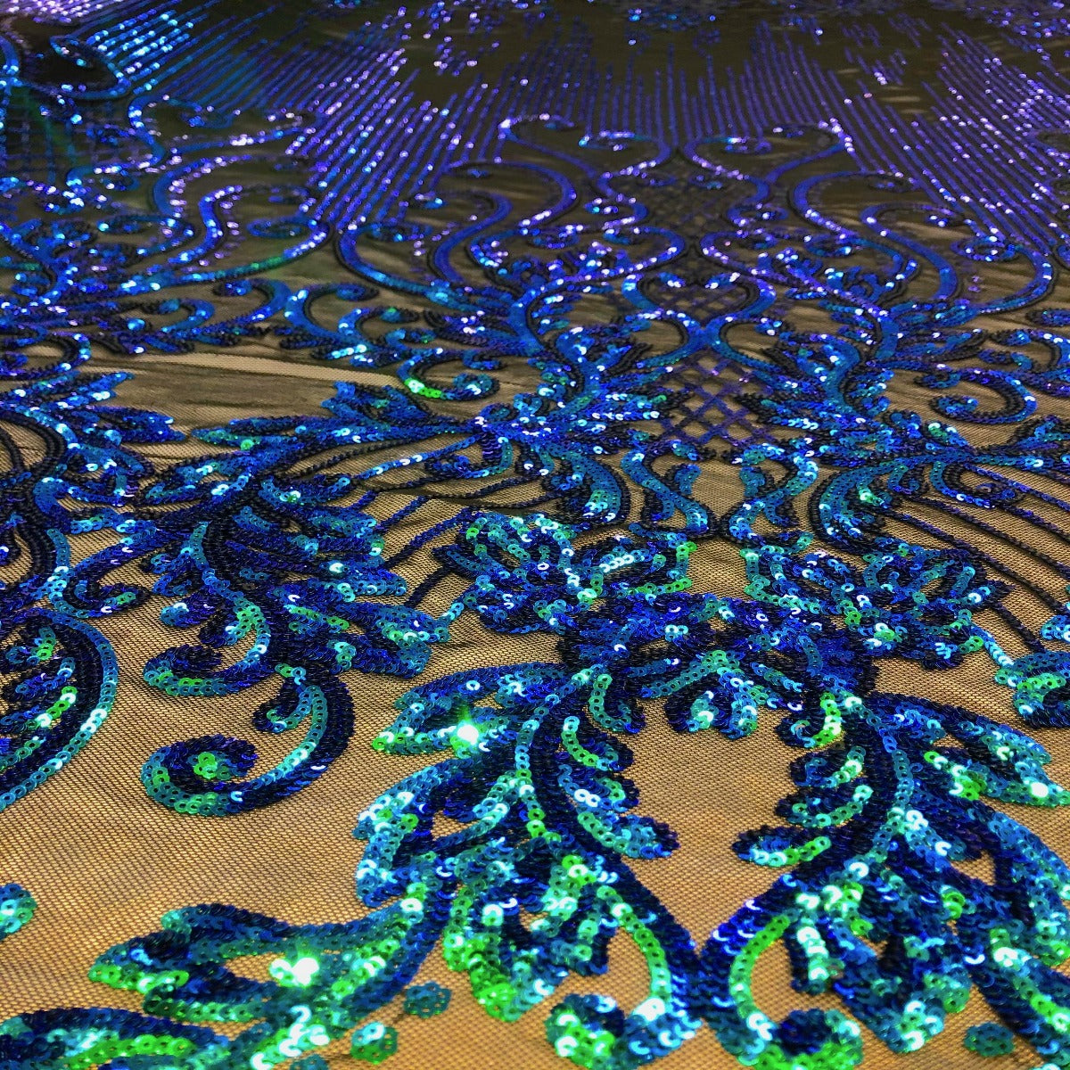 Alta Striped Damask Stretch Sequins Fabric