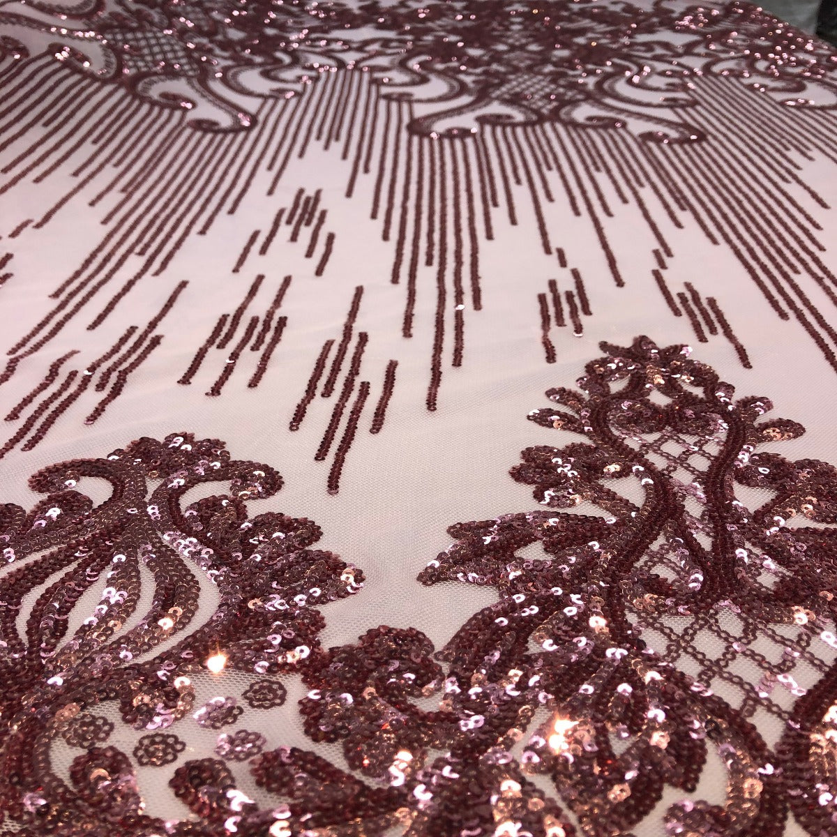 Alta Striped Damask Stretch Sequins Fabric