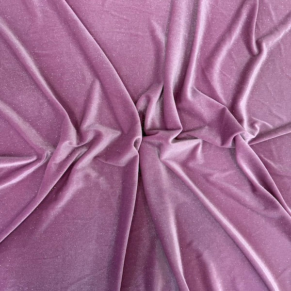 Misty Glitter Stretch Velvet Spandex Fabric