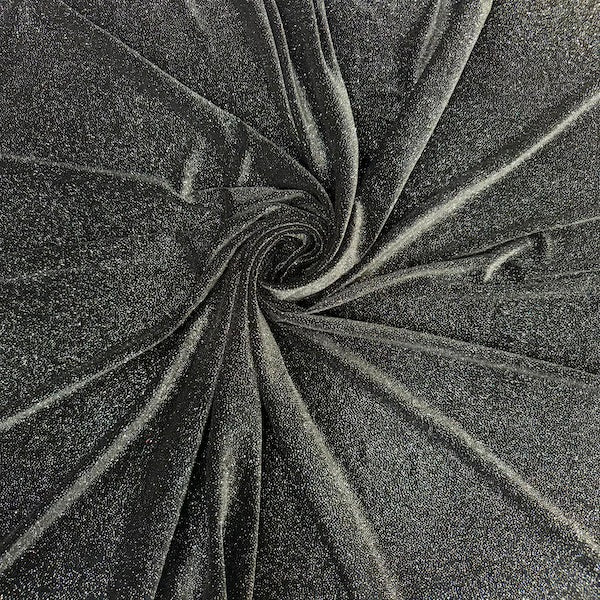 Misty Glitter Stretch Velvet Spandex Fabric