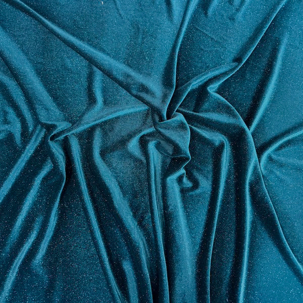 Misty Glitter Stretch Velvet Spandex Fabric