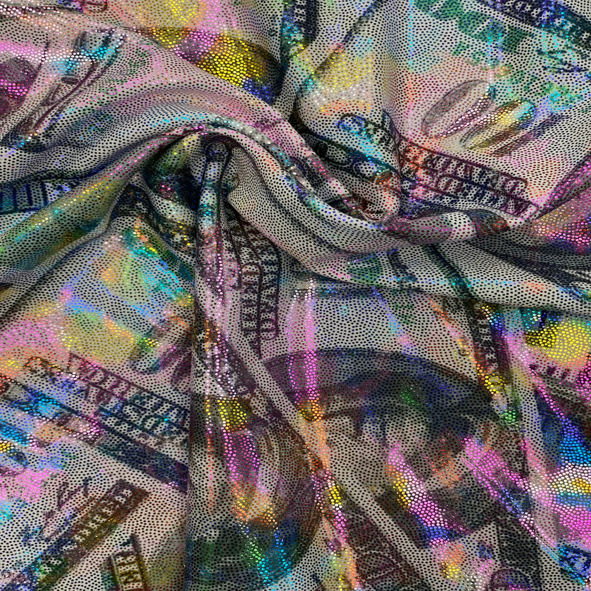 Hologram Mystique Money Print Spandex Fabric