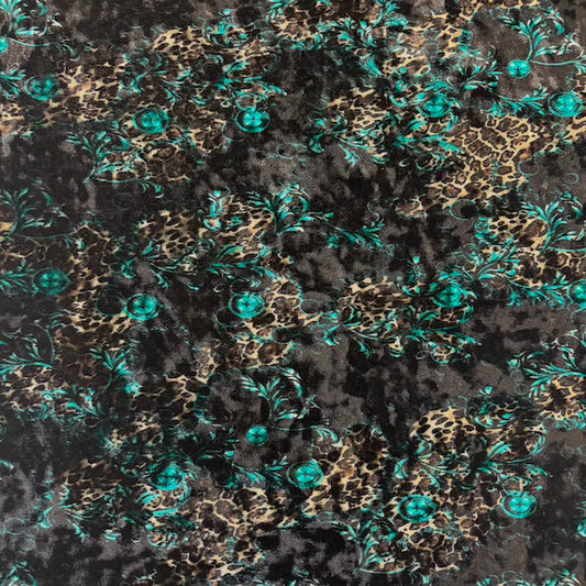 Camouflage Leopard Print Crushed Stretch Velvet Fabric