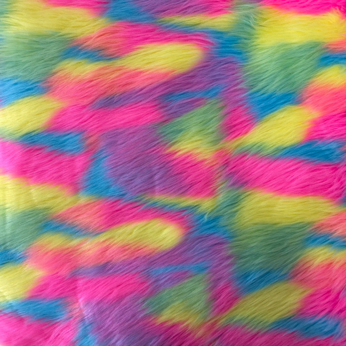 Pastel Rainbow Patchwork Faux Fur Fabric
