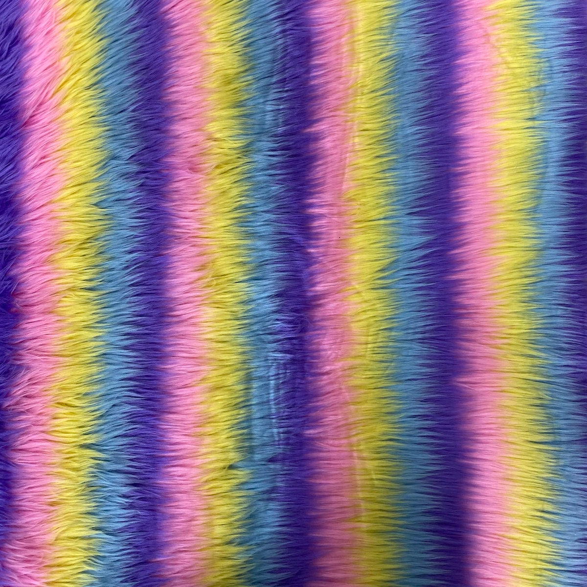 Striped Long Pile Faux Fur Fabric