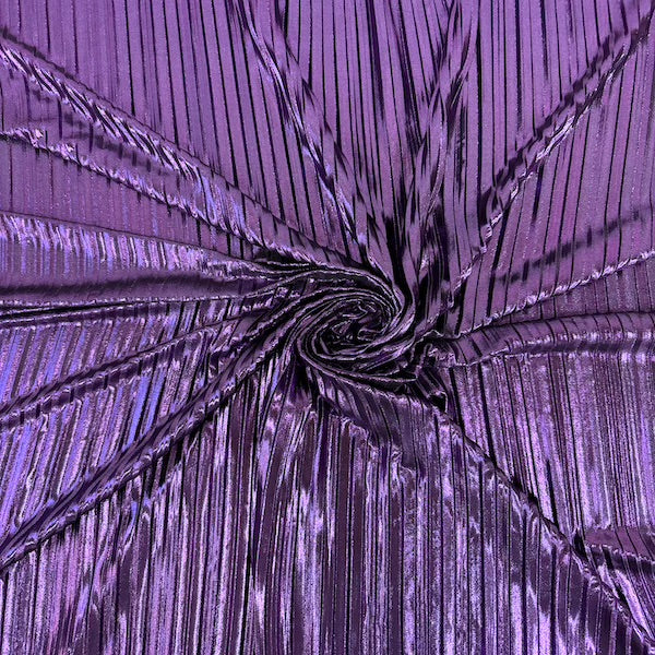 Metallic Pleated Foil Spandex Fabric