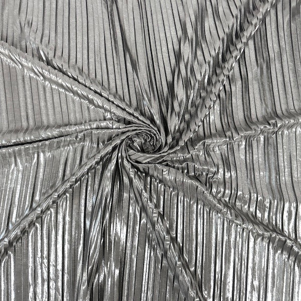 Metallic Pleated Foil Spandex Fabric