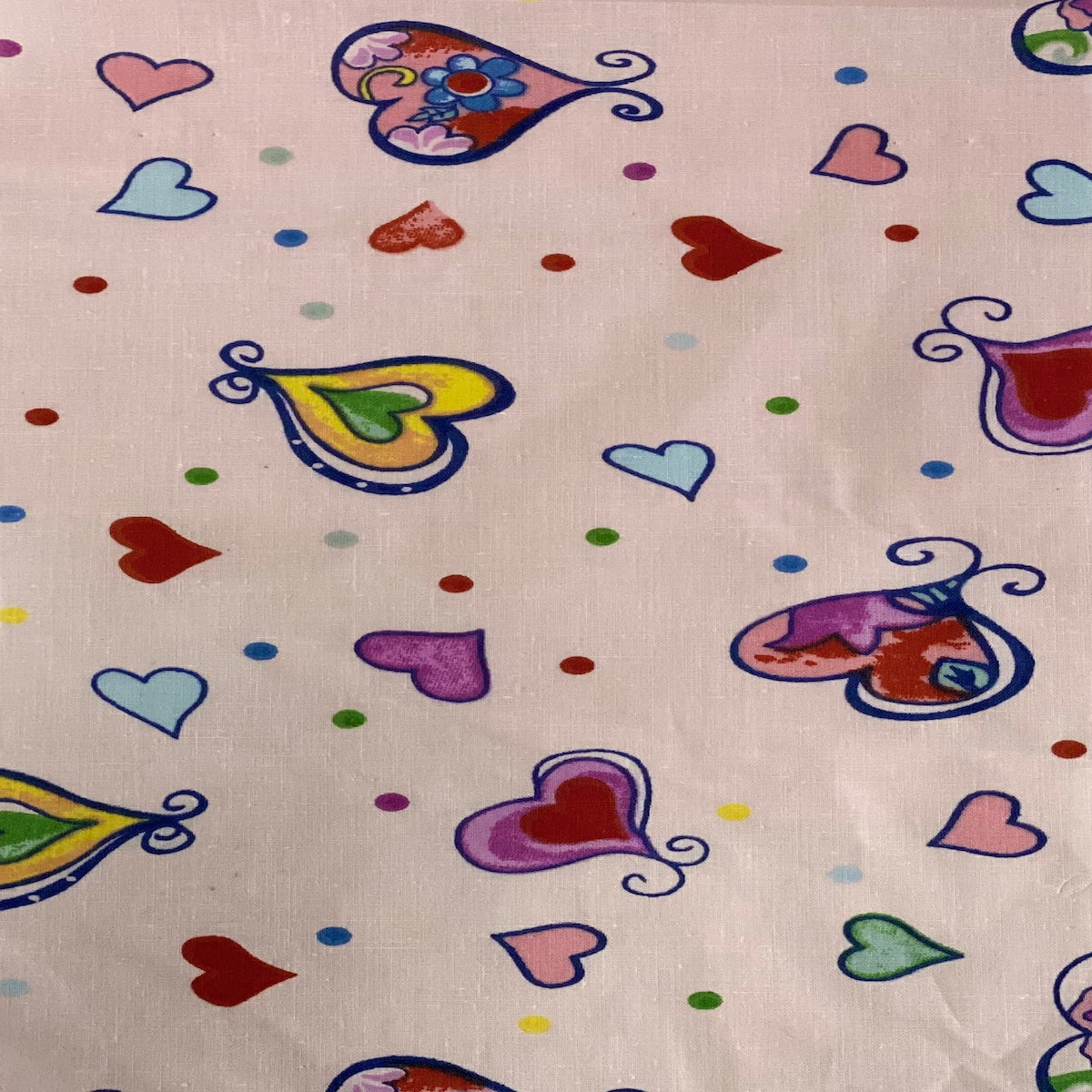 Heart Shape Polka Dot Print Poly Cotton Fabric