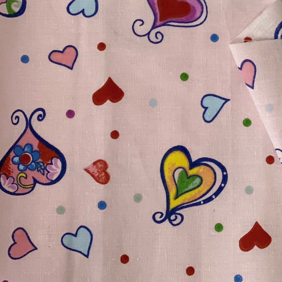 Heart Shape Polka Dot Print Poly Cotton Fabric