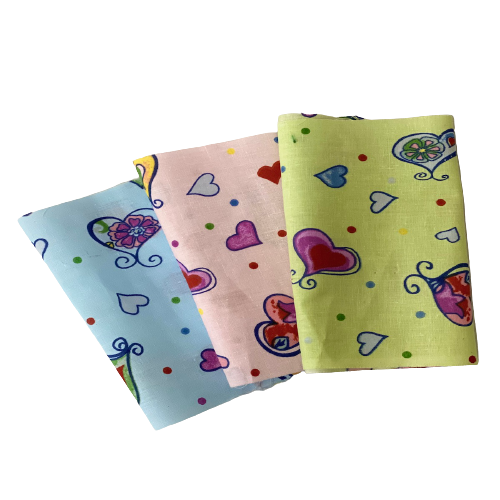 Heart Shape Polka Dot Print Poly Cotton Fabric