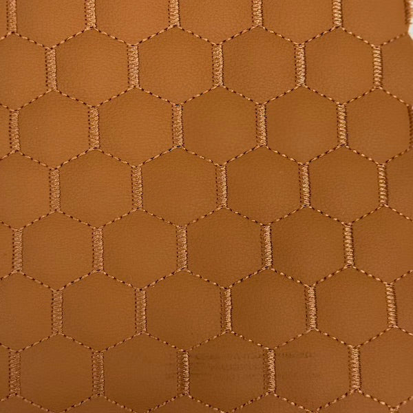 Honeycomb Hexagon Quilted Foam Backed Faux Leather Vinyl Fabric