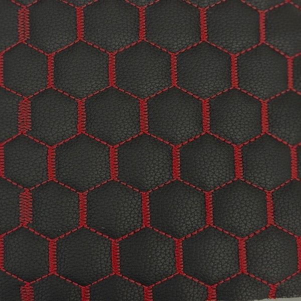 Honeycomb Hexagon Quilted Foam Backed Faux Leather Vinyl Fabric