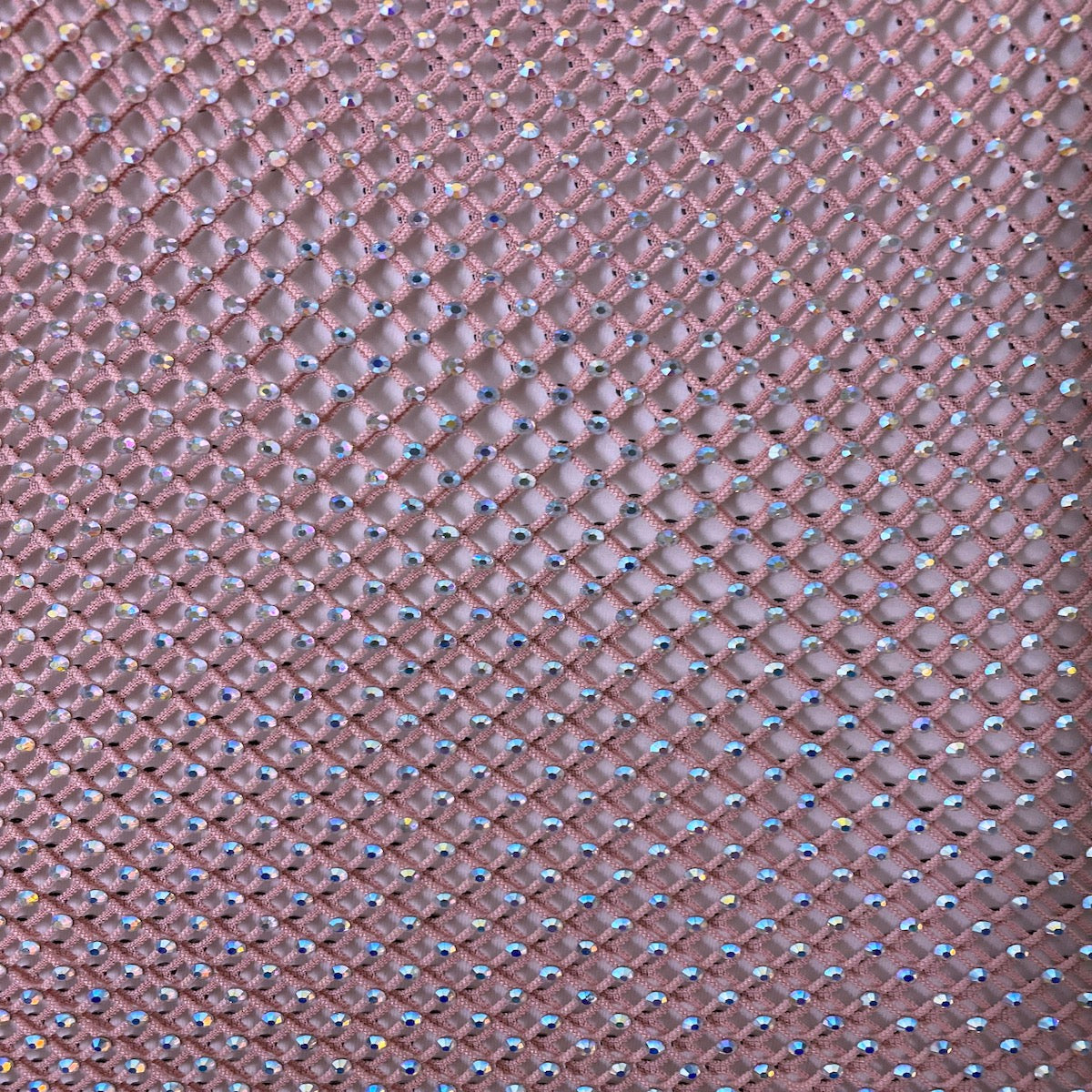 Serene Iridescent Rhinestone Fishnet Lace Fabric