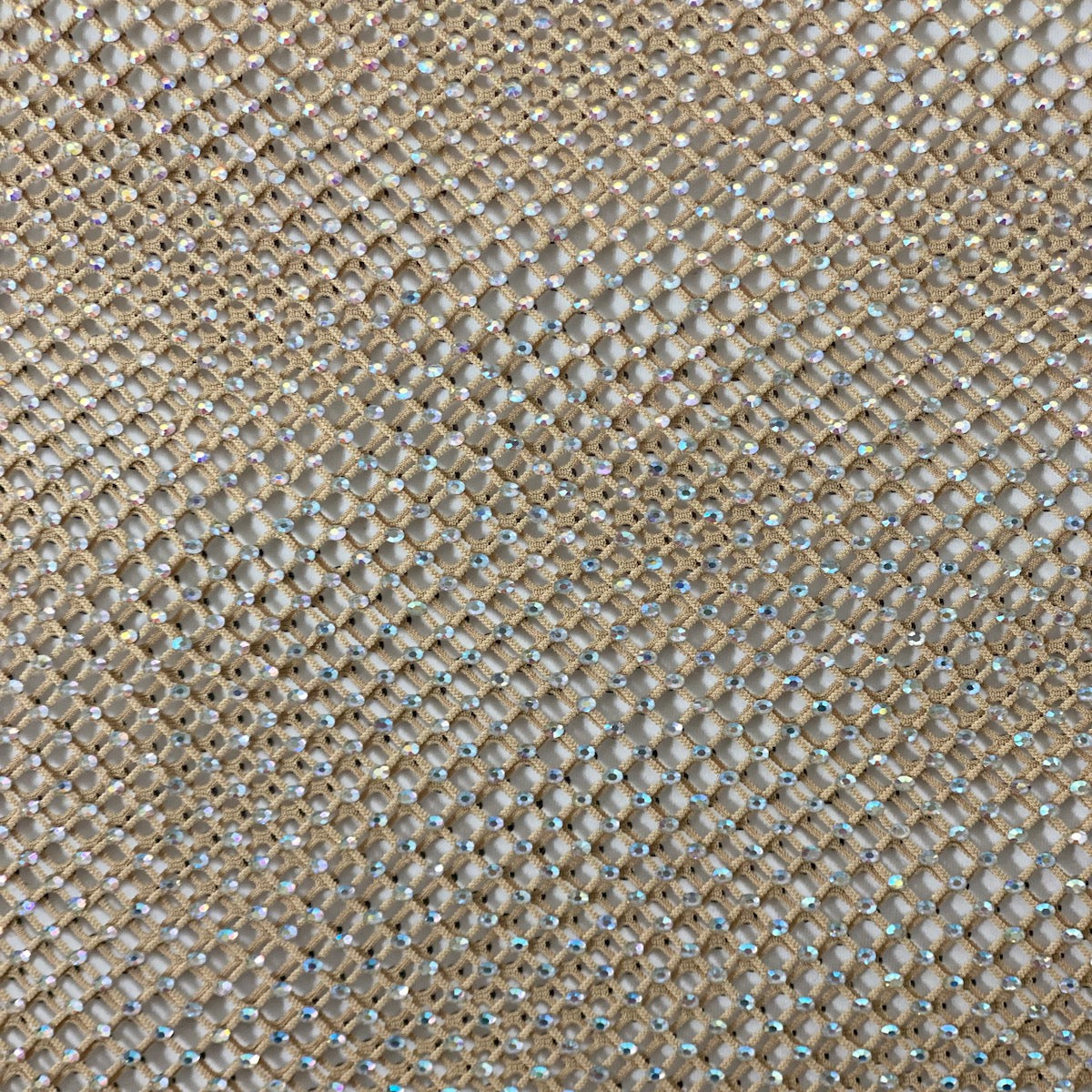 Serene Iridescent Rhinestone Fishnet Lace Fabric