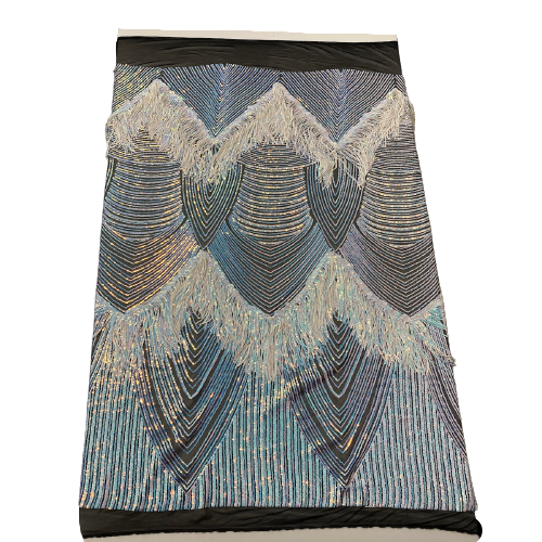 Flamingo Fringe Embroidered Stretch Sequin Fabric