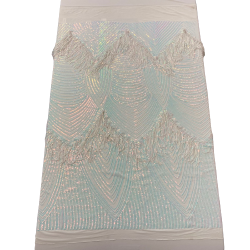 Flamingo Fringe Embroidered Stretch Sequin Fabric