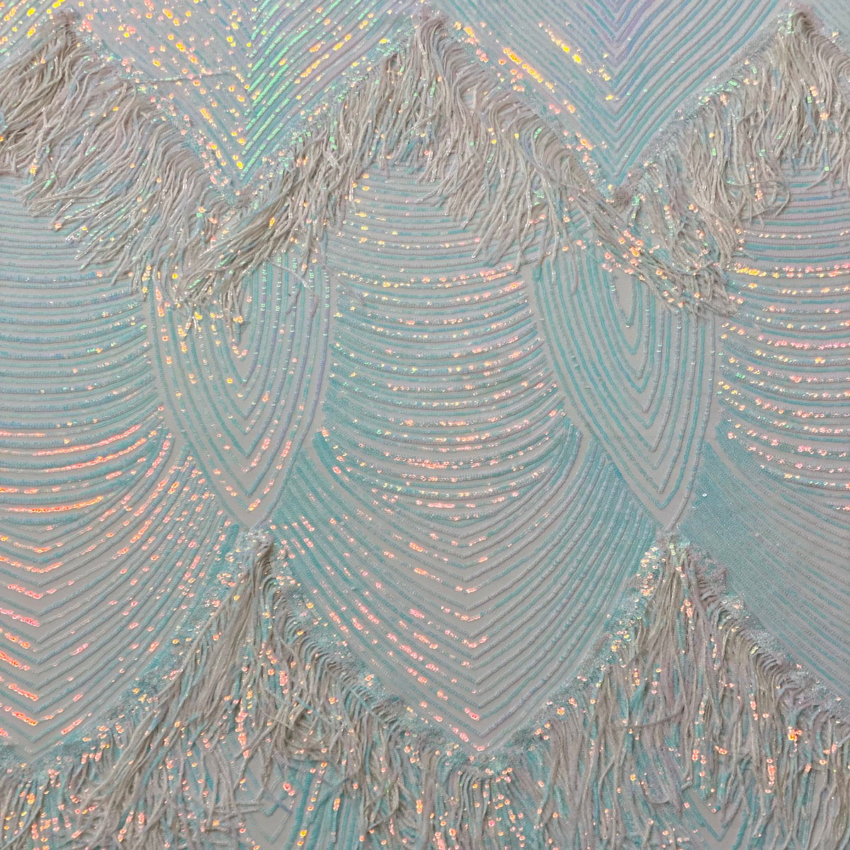 Flamingo Fringe Embroidered Stretch Sequin Fabric