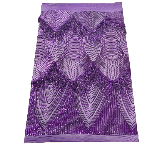 Flamingo Fringe Embroidered Stretch Sequin Fabric