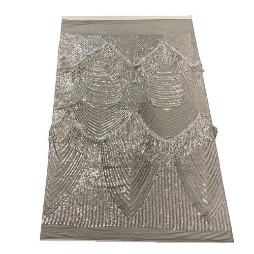 Flamingo Fringe Embroidered Stretch Sequin Fabric