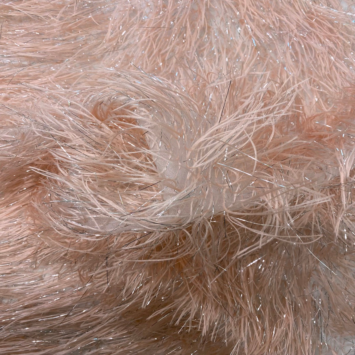 Metallic Faux Fur Tinsel Ostrich Feather Fabric