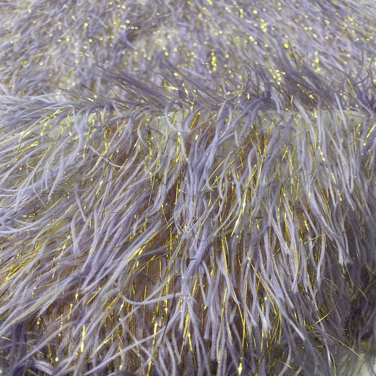 Metallic Faux Fur Tinsel Ostrich Feather Fabric