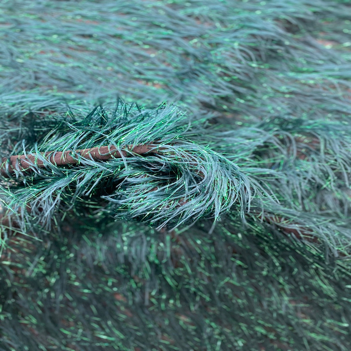 Metallic Faux Fur Tinsel Ostrich Feather Fabric