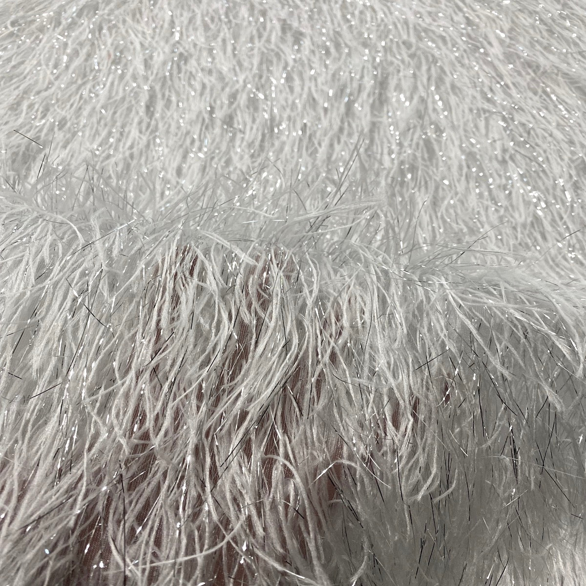 Metallic Faux Fur Tinsel Ostrich Feather Fabric