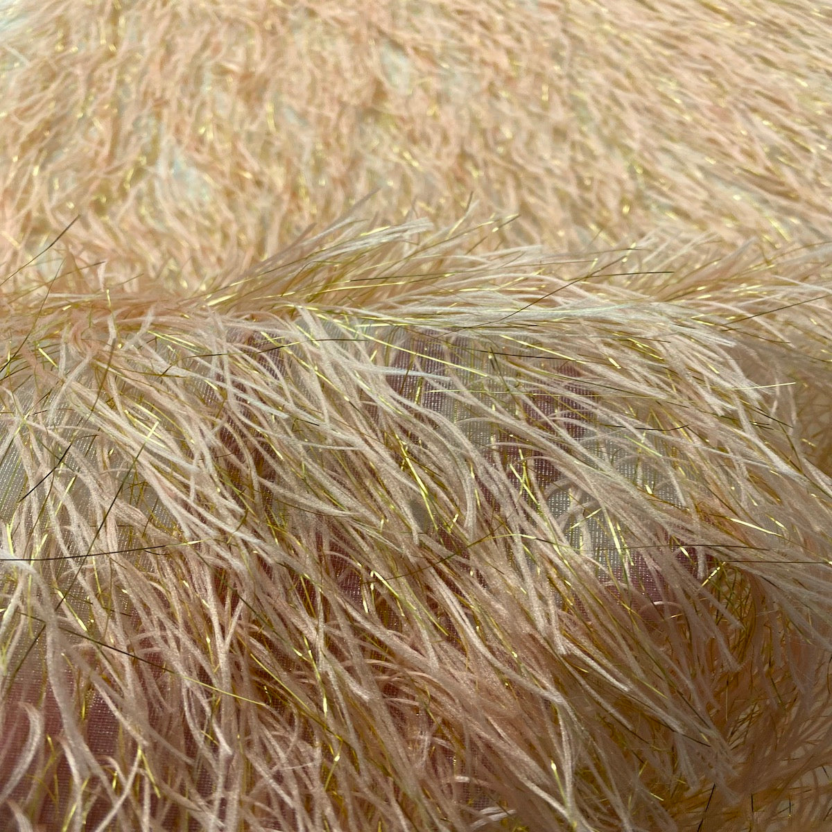 Metallic Faux Fur Tinsel Ostrich Feather Fabric