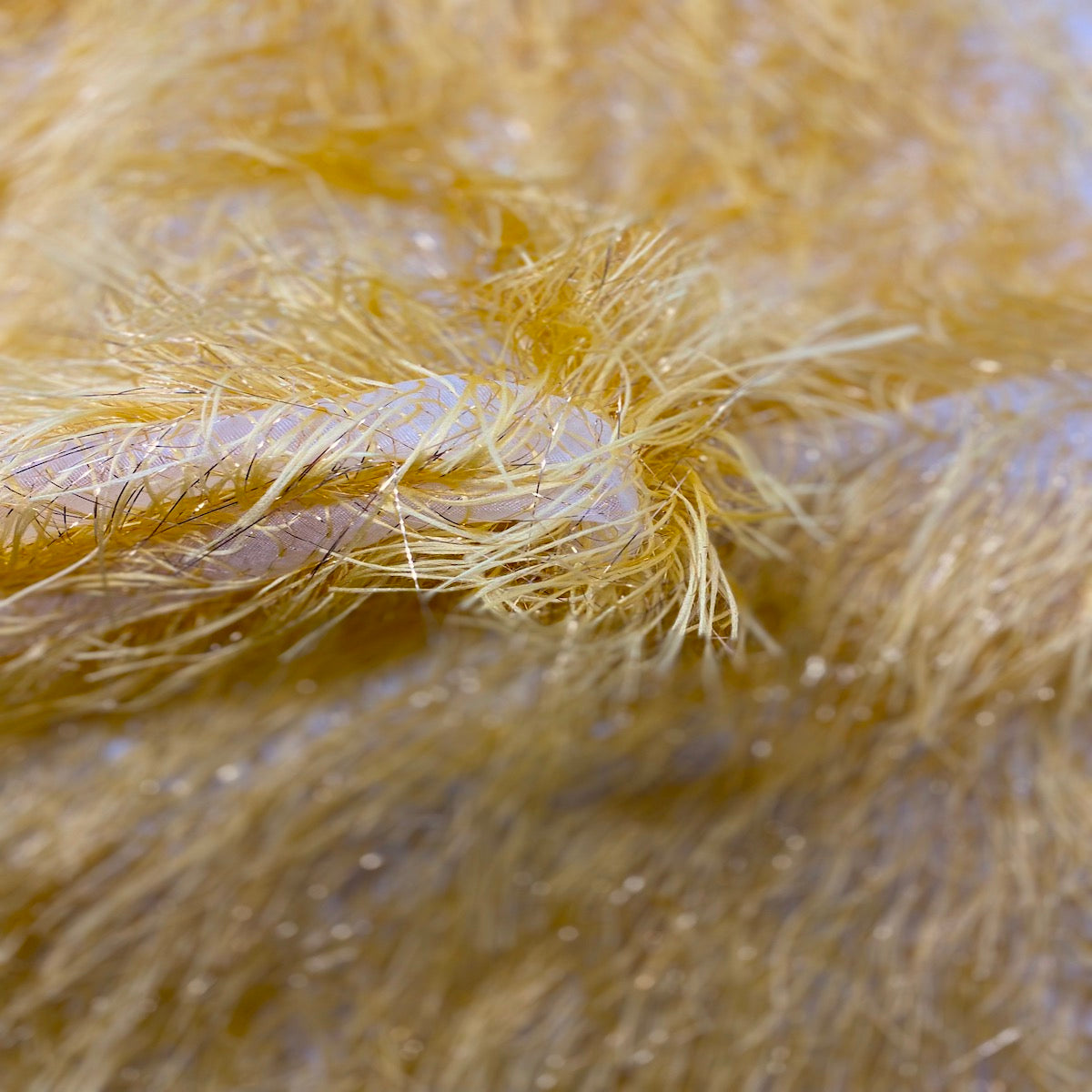 Metallic Faux Fur Tinsel Ostrich Feather Fabric
