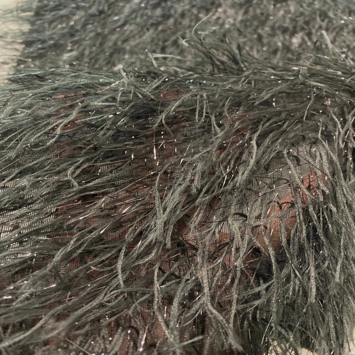 Metallic Faux Fur Tinsel Ostrich Feather Fabric