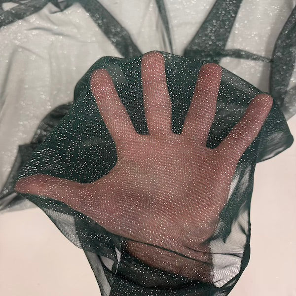 Metallic Foil Dotted Mesh Fabric