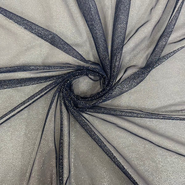 Metallic Foil Dotted Mesh Fabric