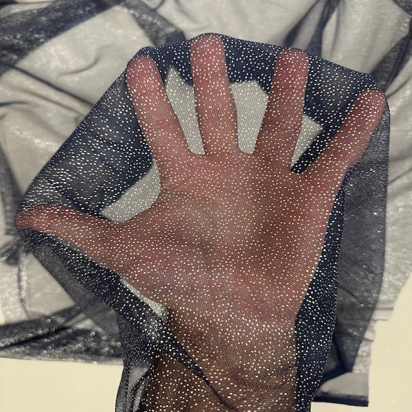 Metallic Foil Dotted Mesh Fabric
