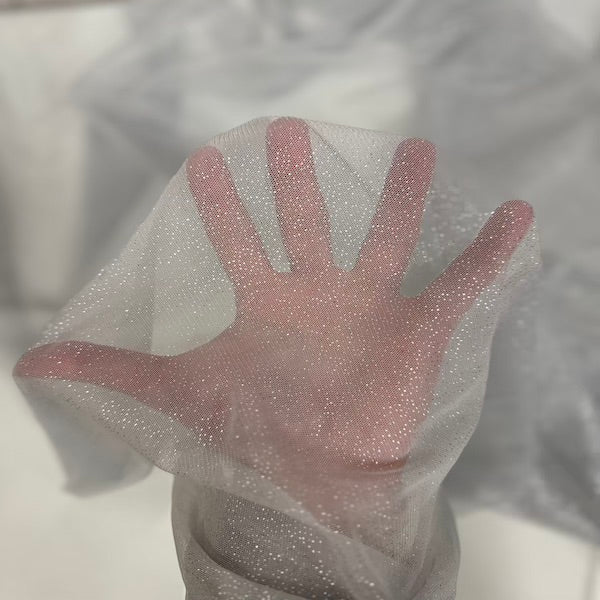 Metallic Foil Dotted Mesh Fabric