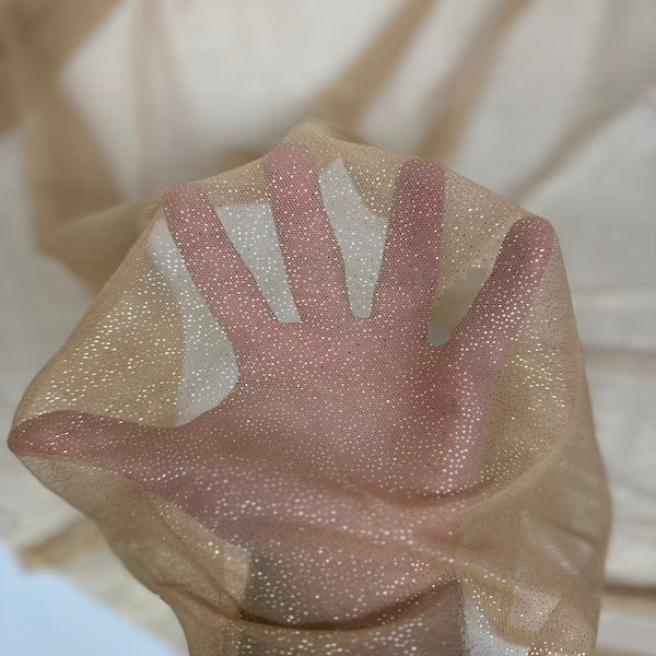 Metallic Foil Dotted Mesh Fabric