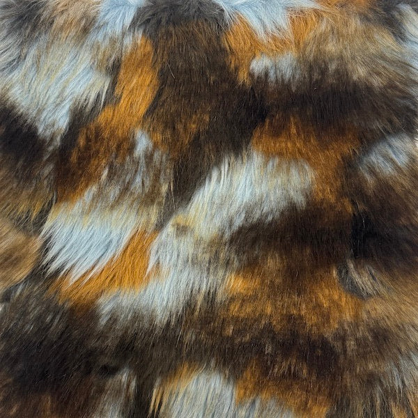 Multicolor Patchwork Faux Fur Fabric