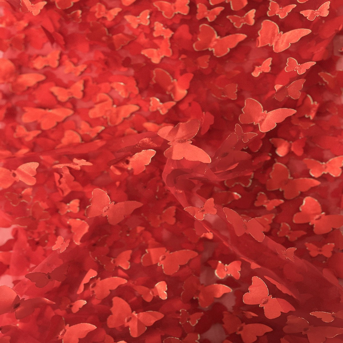 3D Butterfly Embroidered Satin Lace Fabric