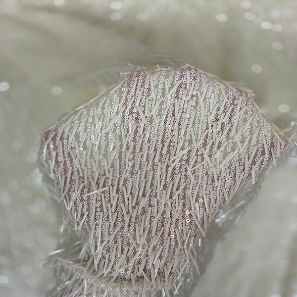 French Fringe Stretch Sequins Fabric