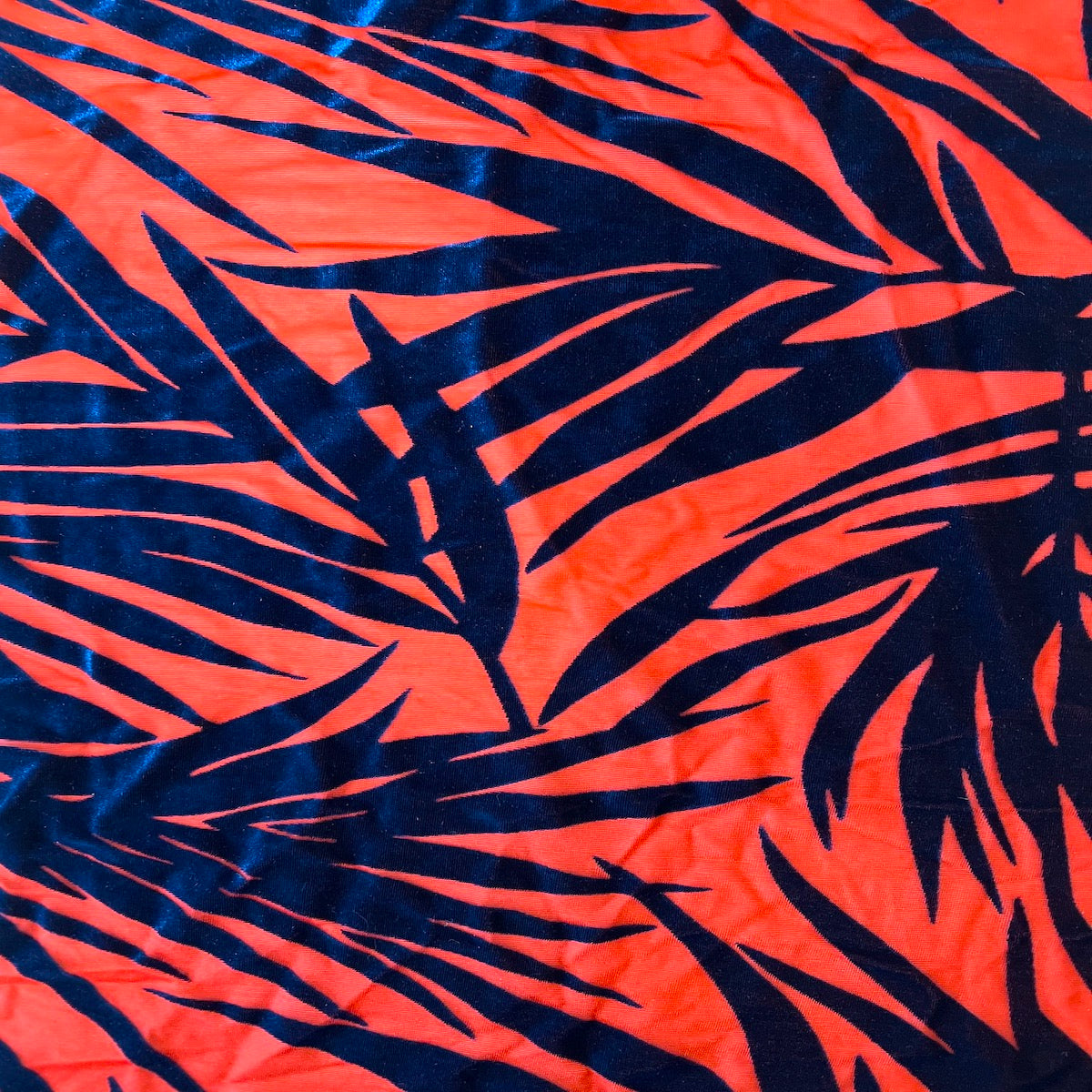 Palm Tree Floral Burnout Stretch Velvet Spandex Fabric