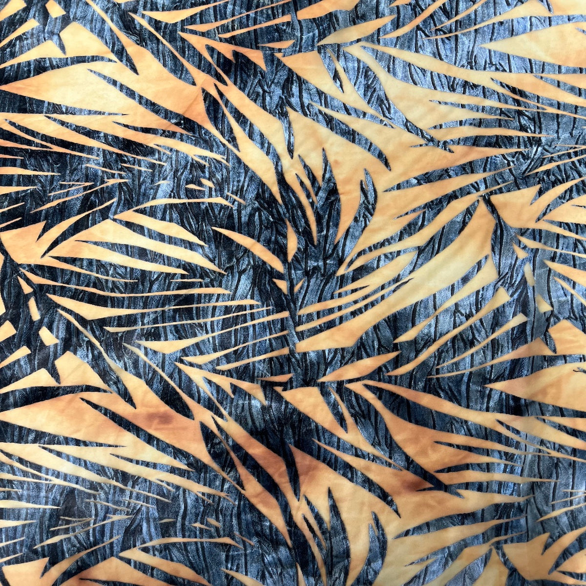 Palm Tree Floral Burnout Stretch Velvet Spandex Fabric